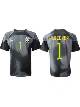 Brasilien Alisson Becker #1 Målvakt Replika Hemmakläder VM 2022 Kortärmad